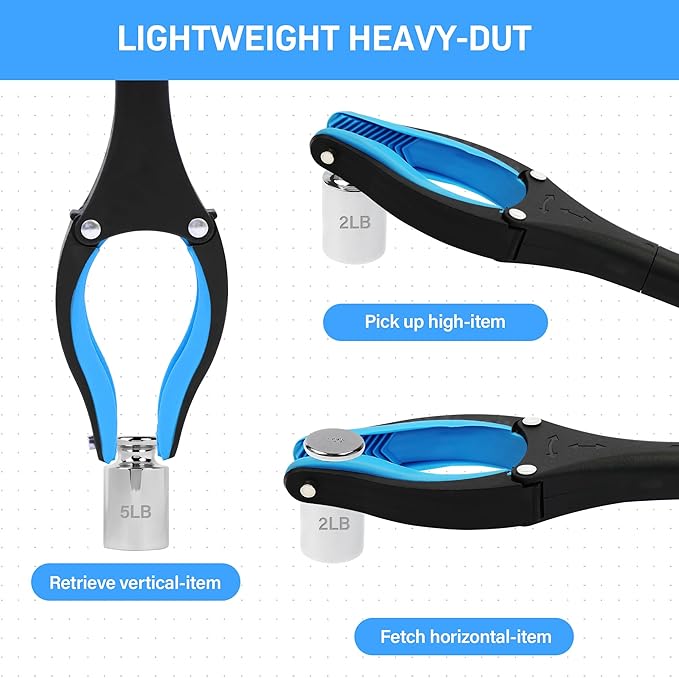 2 Pack 32 inch GrabRunner Reacher Grabber Tool with Strong Magnetic and Swivel Head (New Blue)