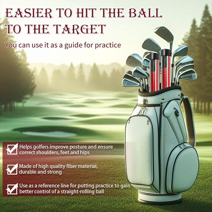 CAITON Golf Alignment Sticks 2 Sets - 48inch Alignment Practice Rods, Foldable for Easy Portability, Golf Training Aids to Improve Golf Swing, Putting Posture, with Storage Tube