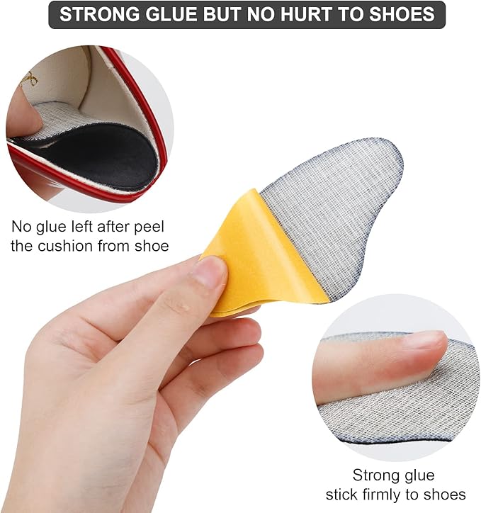 4 Pairs Heel Pads Heel Grips Liner for Loose Shoes, Heel Cushion Pads Heel Inserts for Shoe Too Big Men Women- Ultra Soothing Heel Protectors for Heel Pain, Heel Slipping, Blisters, Friction(Black)