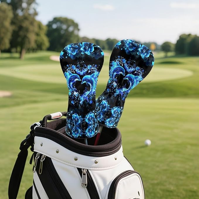 Golf Club Head Covers for Club Protective, Waterproof PU Leather Driver Fairway Wood Hybrid Head Cover