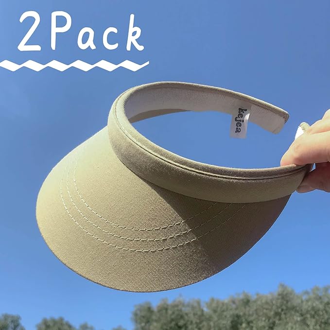 2 Pack Visor Women Men Sun Hat Clip On Visors Adjustable Sport Wide Brim Cap