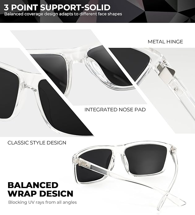 KALIYADI Polarized Sunglasses for Men and Women, Mens Sun Glasses with UV Protection for Driving Fishing Golf (3 Packs)