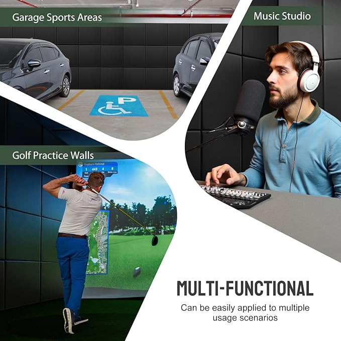12 Pack Golf Wall Padding Panels Golf Simulator Padding for Walls, Safety Foam with PU Leather Surface for Indoor Impact Protection