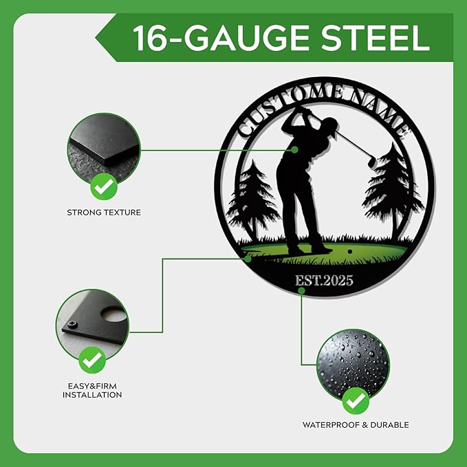 Personalized Golf Metal Wall Art, Vintage Golf Wall Decor, Custom Signs Outdoor Metal, 19th Hole Home Decor for Man Cave Garage Bar Club, Personalized Gifts for Men Dad Father