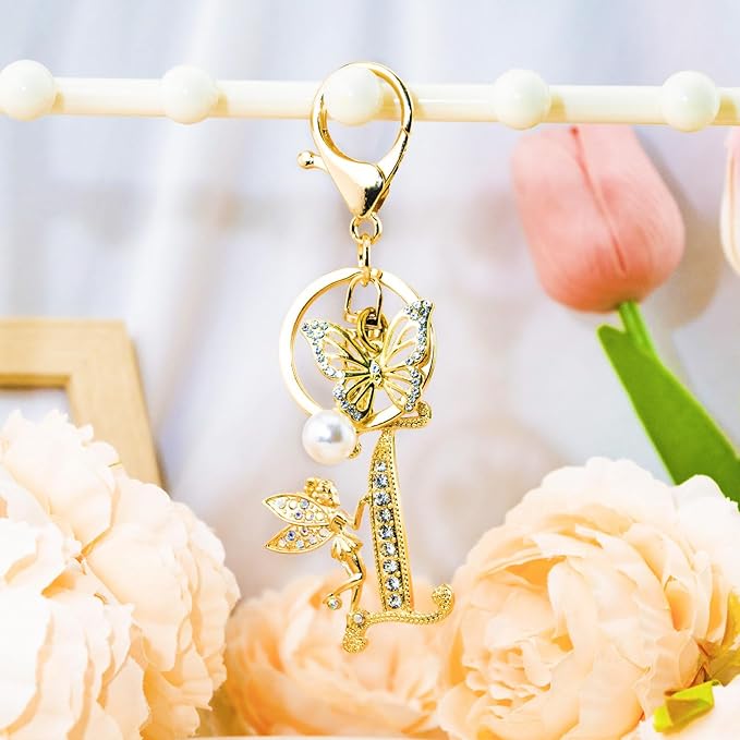 Initial Keychain Bag Charm Women Purse Charms for Handbags Accessories Charm for Wallet Butterfly Pendant for Girls