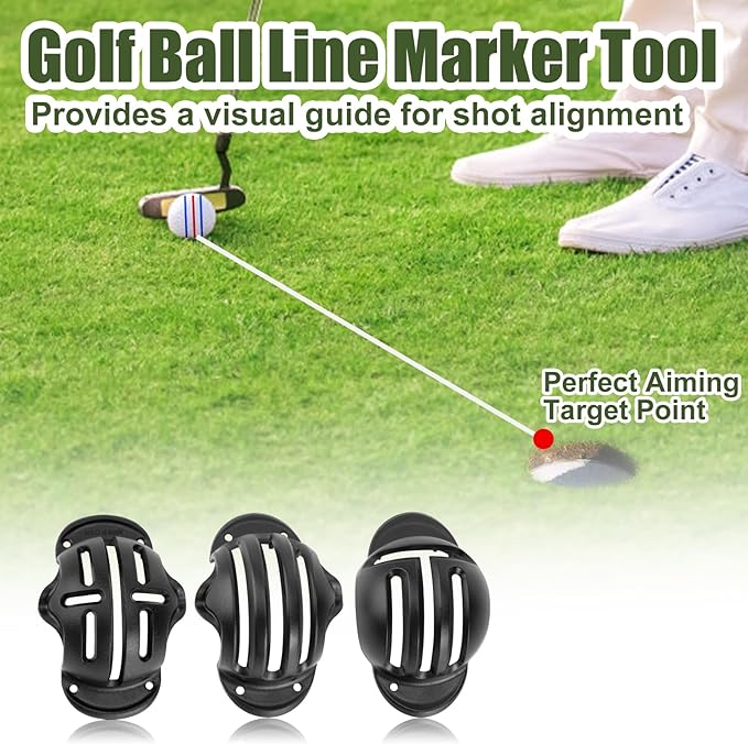 chfine Golf Ball Marker Set with 3 Golf Ball Marker Stencils and 3 Colors Golf Ball Markers, Golf Ball Line Marker Tool with Case, Golf Ball Alignment Marking Tool, Golf Accessories for Men and Women