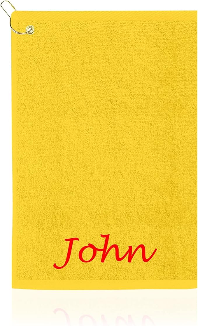 Personalized Passion Golf Towel with Embroidered Name - 16"x26" Custom Golf Towels with Clip - Soft & Highly Absorbent Plush Velour - Easily Wipes Away Sweat and Dirt - Gift for Golfers - Gold