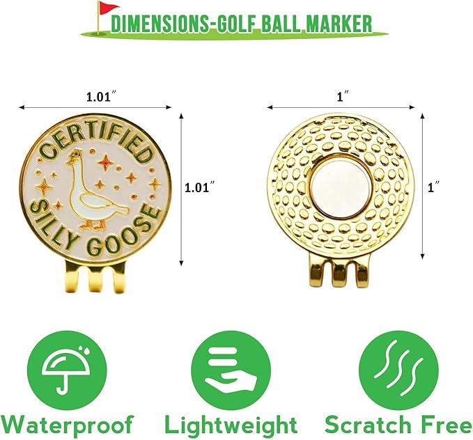 Funny Certified Goose Golf Ball Marker, Unique Magnetic Hat Clip for Golfers, Cool Golf Accessories for Men Women Golf Lovers