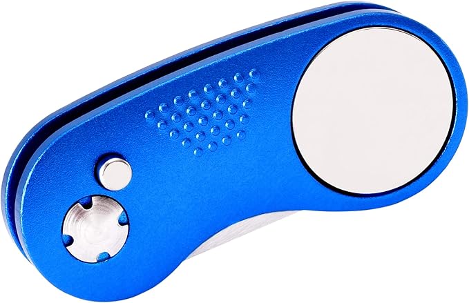 Mile High Life Microfiber Waffle Pattern Golf Towel | Club Groove Cleaner Brush | Foldable Divot Tool with Magnetic Ball Marker (Blue Towel/Brush/Curve Divot)