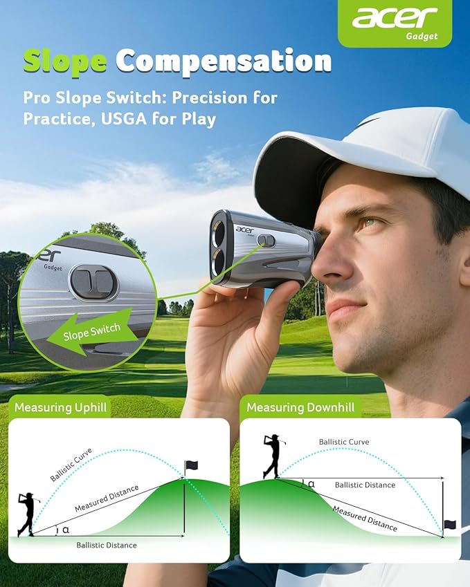 Acer Gadget Golf Rangefinder with Slope - 1200/1700Yards Laser Range Finder for Golfer, 6X Magnification Rangefinders Golf with Flag Pole Locking Vibration, Rechargeable Magnetic Gifts for Golfers