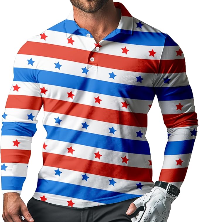 Men's Long Sleeve Golf Shirt Quick Dry 3 Button Work Fishing Outdoor Casual Collar Shirt