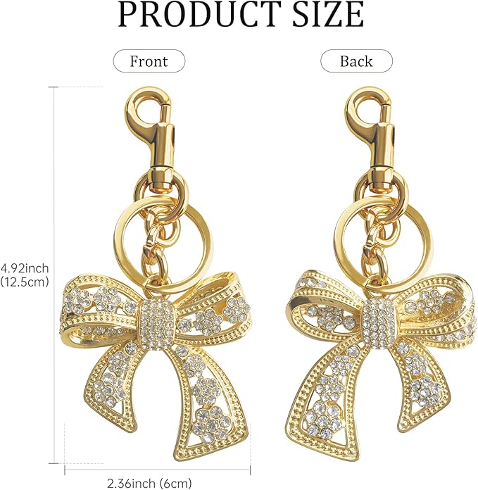 Sparkly Bow Bag Charm Rhinestone Bow Purse Charms Bows Keychain Women Bag Charm for Handbag