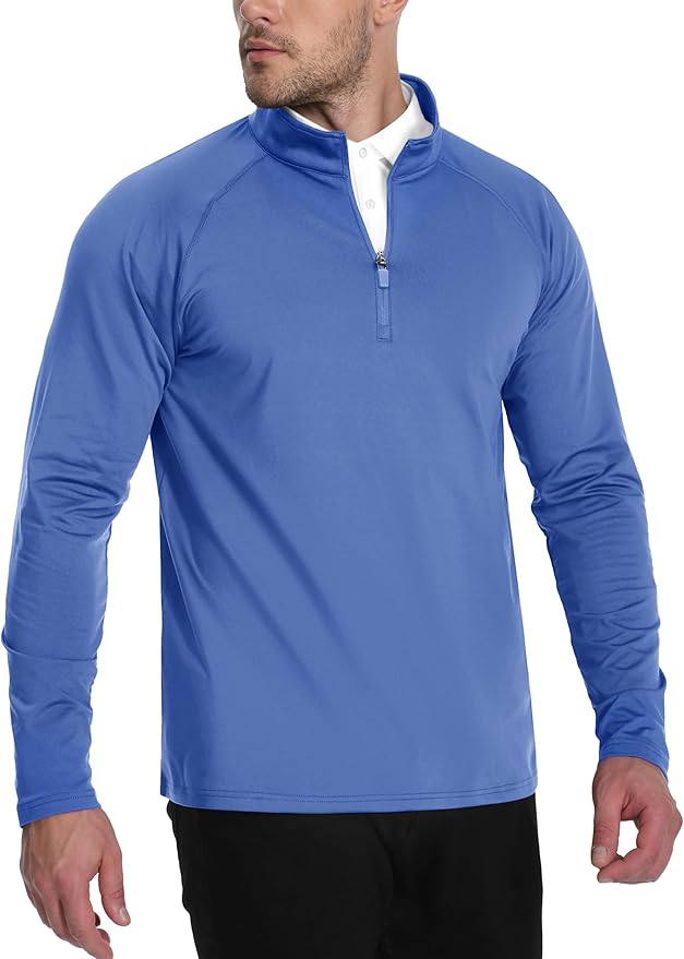 TACVASEN Men's Quarter Zip Pullover Fleece Lined Thermal Long Sleeve Golf Shirt 1/4 Zip Warm Winter Sweatshirts