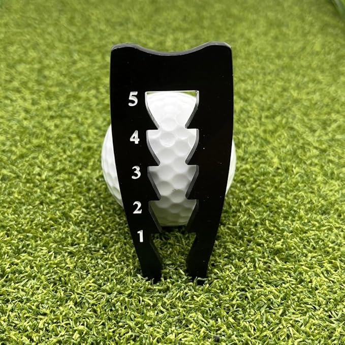 Zinc Alloy Golf Tee Height Setter - 5 Adjustable Settings 3-in-1 Divot Repair Fork & Groove Cleaner + 5 Golf Tees for Stable Consistent Swings
