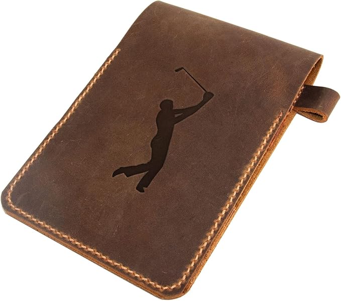 Personalized Golf Scorecard Holder Leather Hand Stitched, Yardage Book Holder, Golfers Gift, Gift for Him, Gift for Dad, Leather Golf Gifts