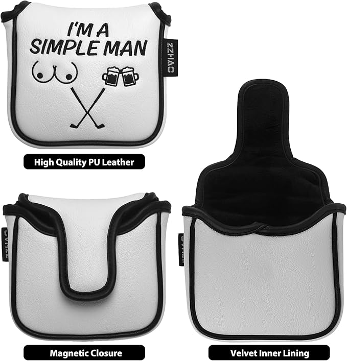ZZHAO Golf Putter Cover - Funny Magnetic Mallet Putter Cover - Fits Most Mallet Putters - Golf Gifts for Dad - 5.5 x 4.7 x 1.2 Inches