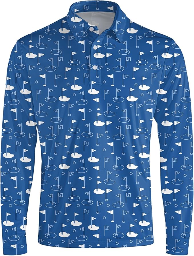 Men's Long Sleeve Golf Shirt Quick Dry 3 Button Work Fishing Outdoor Casual Collar Shirt