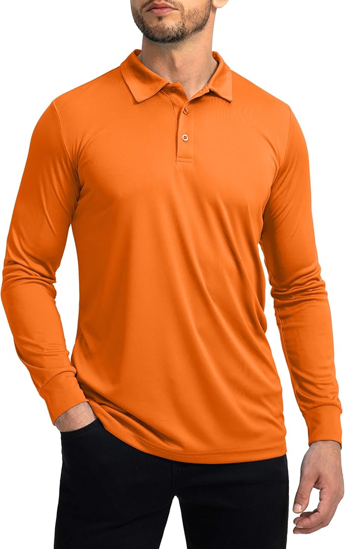 Men's Polo Shirt Long Sleeve Golf Shirts Lightweight UPF 50+ Sun Protection Cool Shirts for Men Work Fishing Outdoor