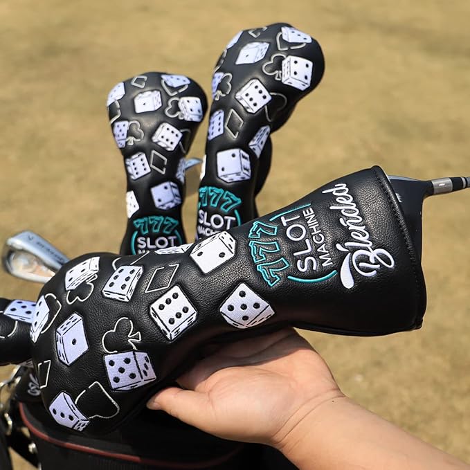 Golf Club Covers Lucky 777 Blade Putter Headcover Golf Driver Covers Fairway Wood Headcover Hybrid Head Cover Blade Putter Cover Leather 3 Wood Headcovers Golf Headcovers for All Brand