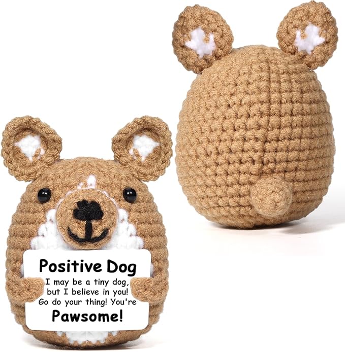 AICase Inspirational Crochet Positive Dog Animals, Emotional Support Nuggets Dog Mom Gifts for Women Men Dad Corgi Lovers Best Friends Birthday Christmas Easter Funny Small Unique Cute Themed Decor
