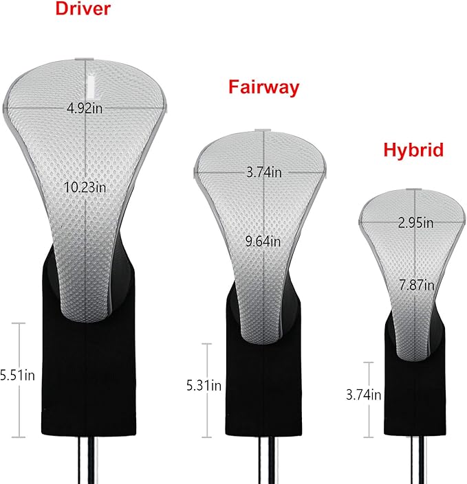 Golf Club Head Covers for Woods and Driver Hybrids Fairway Value Pack Protective Clubs Headcovers with Interchangeable No.Tags 1 3 5
