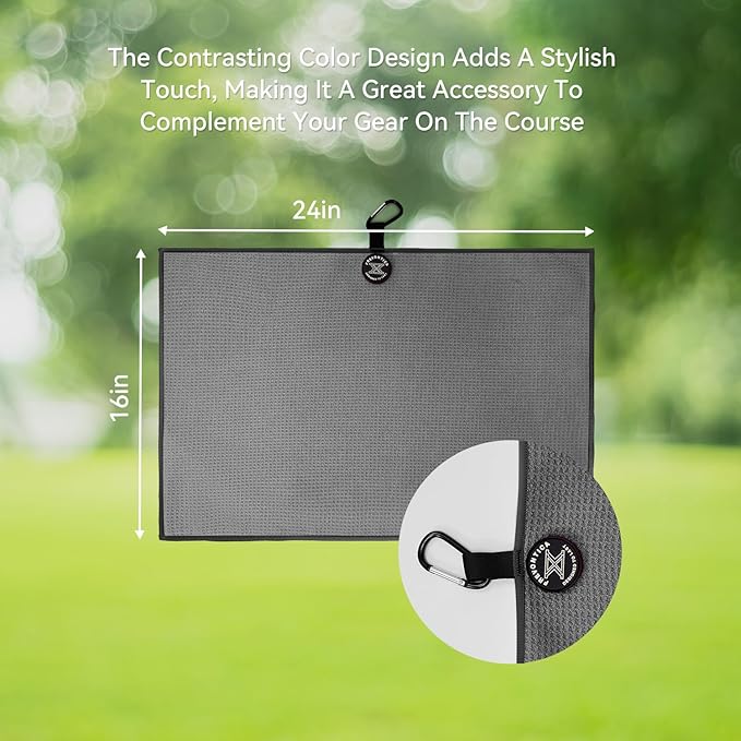 Magnetic Golf Towel with Clip and Cleaning Pocket -Ideal for Male Golfers, perftct Gifts for Men-Magnetic Golf to Golf Accessories for Bags, Carts or Clubs 24"*16"