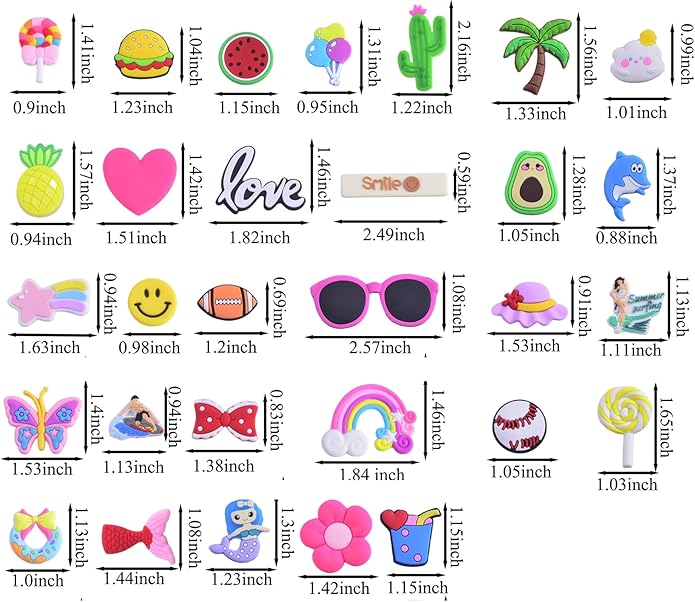 Charms for Bogg Bag Accessories Beach Baseball Charms 30pack Random Color Cute PVC Rubber Beach Bag Charm Decoration,Bag Charm for Handbags Tote bags Girls Women