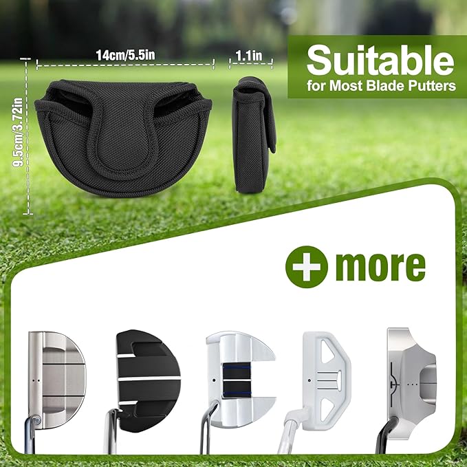 Golf Putter Covers Mallet Putter Headcover with Magnetic Closure Golf Club Cover for Most Brand