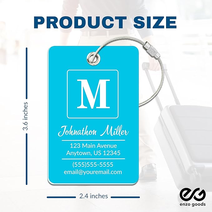 Personalized Luggage Tag | 2 Pack | Custom Luggage Tags for Suitcases | Kids Backpack Tag | 10 Color Options & Choose Font, Font Color