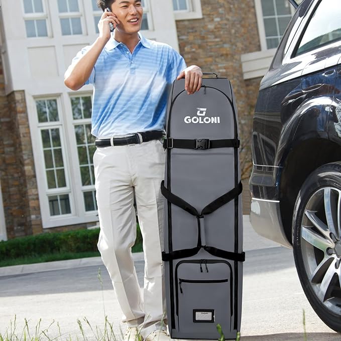 Goloni Golf Travel Bag with Wheels, Golf Travel Case for Airlines, 900D Heavy Duty Oxford Wear-Resistant Soft-Sided