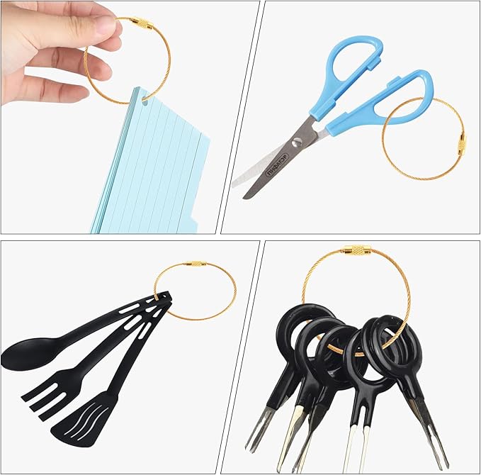 20pcs Stainless Steel Wire Keychains Aircraft Cable Cable Key Ring for Hanging ID Tags or Luggage Tags,6.3 inch 2mm (20 PCS Gold)