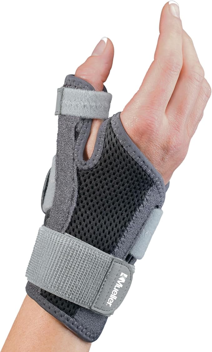 MUELLER Sports Medicine Adjust-to-Fit Thumb Stabilizer, Spica Splint, Thumb Pain Relief Brace for Men and Women, Ideal for De Quervain's Tenosynovitis, Arthritis, Sprains, Fits Right or Left