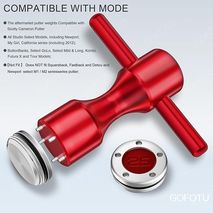 Golf Head weight 2pcs. 25g Golf Custom Weights+Red Wrench Compatible with Titleist Scotty Cameron Putters Newport (25g)