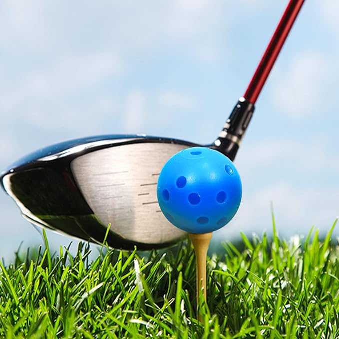 Plastic Golf Balls Practice Limited Flight Golf Training Ball Hollow Swing Practice Indoor Golf Balls with Mesh Drawstring Bag for Backyard Driving Range or Outdoor