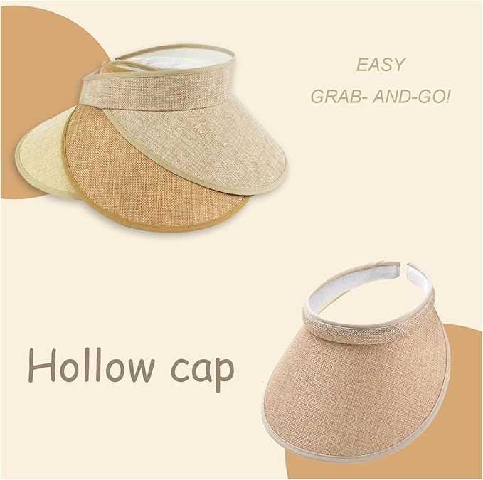 Cloth Covered Slip-On Visor for Women, Adjustable Cap Sports Sun Visors for Men
