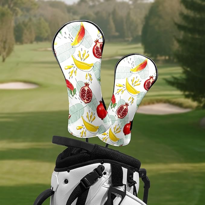 Premium Leather Golf Club Headcovers,Mango Pattern Fits Driver Hybrid Fairway 3/5 Wood,with Scratch-Resistant Lining, Gift for Men and Women
