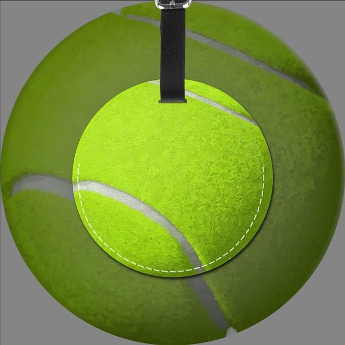 Luggage Tag Tennis Ball Luggage Tags for Suitcases, Pu Leather Baggage Tags Identifiers for Travel, Name Id Label Tags for Baggage Bag Women Men