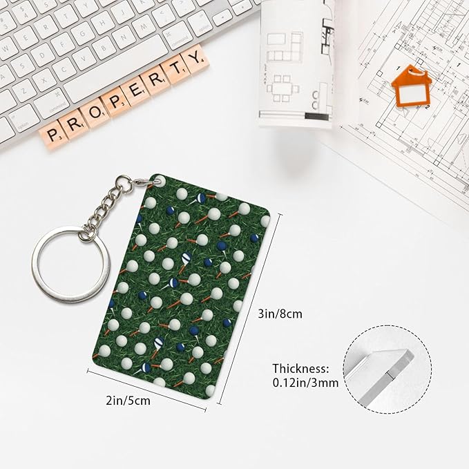 Astronaut Playing Golf Keychains Rectangular Acrylic Keychain Daily Key Ring Car Key Fob Holder 2X3 Inch