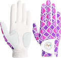 FINGER TEN Stylish Golf Gloves Women with Ball Marker 1 Pack for Left or Right Hand, Breathable Glove with Fashion Patterns for Ladies Right Left Handed Golfer