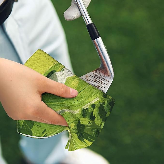 Green Lime Golf Towel with Carabiner Clip 24"x16" Golf Course Printed Funny Golf Towels for Golf Bags Microfiber Waffle Golfs Rag for Disc Balls Clubs Accessories for Men Women Dad