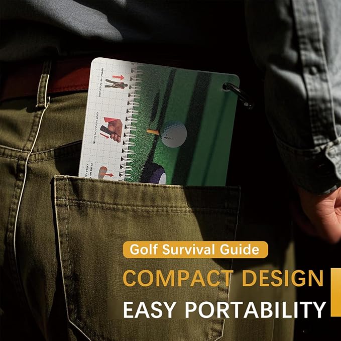 Golf Reference Cards | Pocket Survival Guide and Golf Instruction Booklet | Compact Waterproof PVC Cards for Troublesome Shots | Improve Your Game Instantly | Perfect for Beginners & Pros