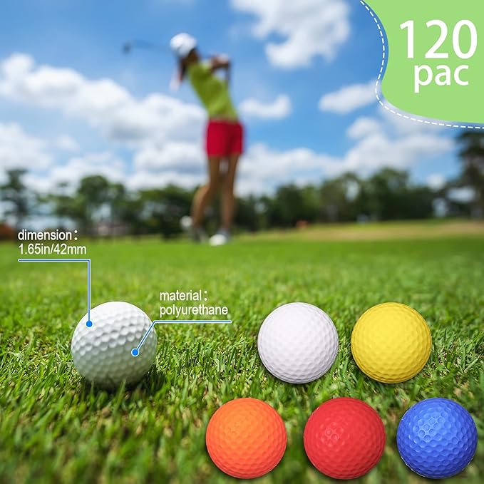 Yilloog 120 Pack Foam Golf Practice Balls Bulk, Soft Foam Balls for Golf Practice, Realistic Feel and Limited Flight Training for Indoor or Outdoor Party