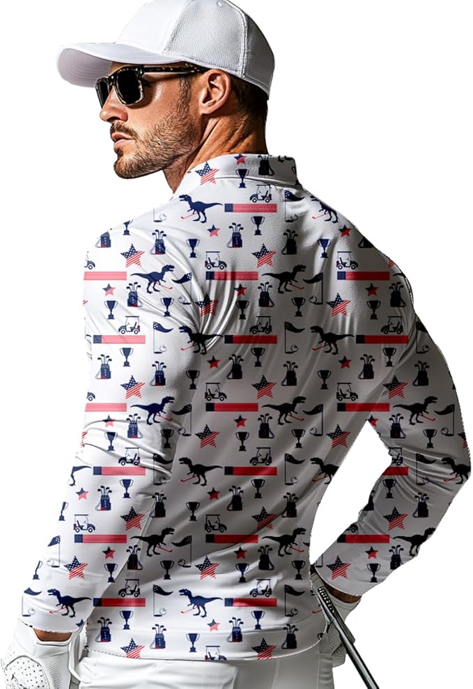 Men's Long Sleeve Golf Shirt Quick Dry 3 Button Work Fishing Outdoor Casual Collar Shirt