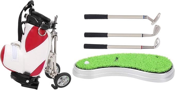 Golf Pen Set, Golf Bag Pen Holder for Desk, Golf Pen Holder for Gift, Mini Desktop Golf Putting, Golf Pen Set with Mini Golf Bag - 3 Ballpoint Pens and Holder, Desk Decor Gift for ers for Men Birthday
