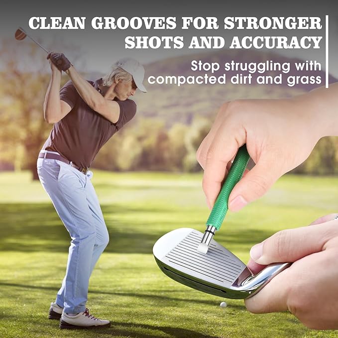 Pro Golf Club Cleaner Brush with Golf Groove Sharpener Tool Suitable for U & V-Grooves 8 Inches Golf Water Brush with Retractable Clip Hold 5oz of Water Perfect Golf Accessories for Men/Women