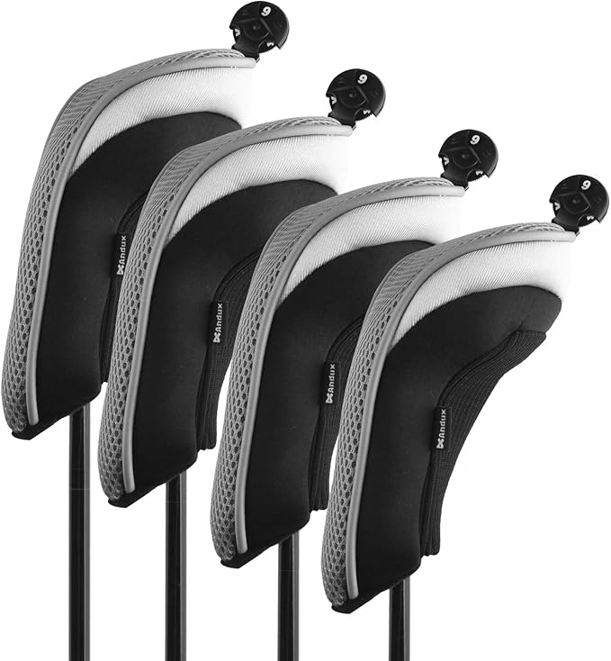 Andux Mesh Golf Hybrid Club Head Covers with Dial Number Tags, 4pcs/set