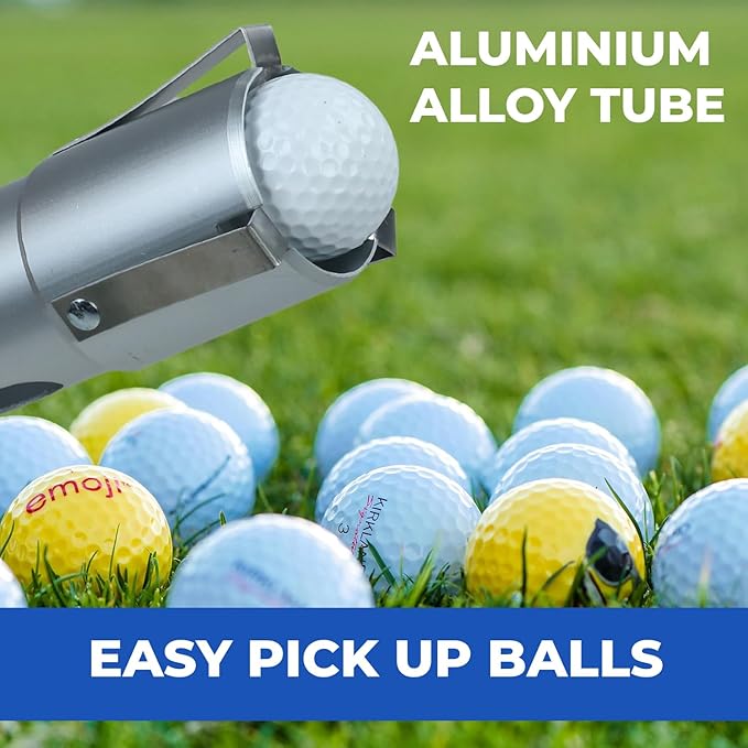 Golf Ball Retriever | Portable Shag Bag for Golf Balls | Collector with Detachable Aluminum Alloy/Plastic Tube and Handle - Holds up to 80 Balls