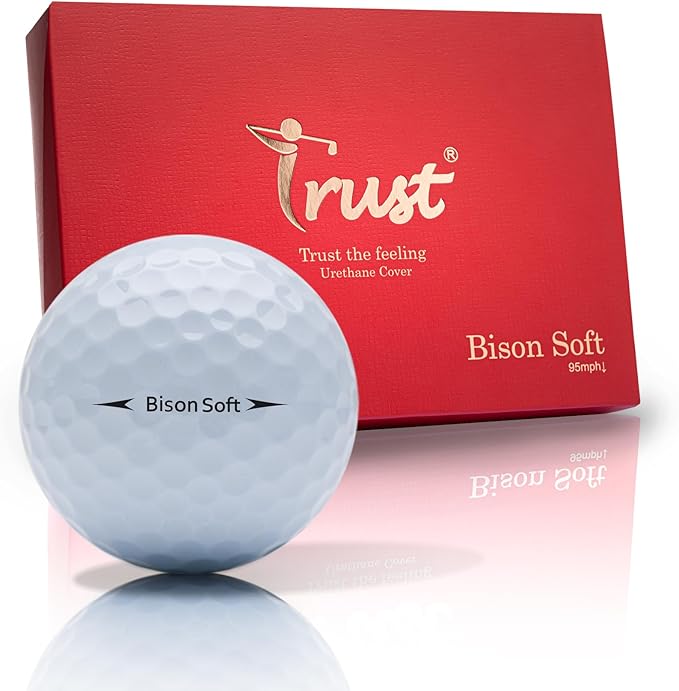 Trust Golf Ball I K8 Bison I Urethane Cover with Reactive Core I 3-Pcs I for Different Swing Speed I 12, 48, or 100 Balls I