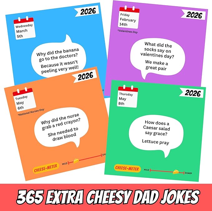 Dad Joke Desk Calendar 2026 - Funny Gifts for Dad, Page a Day Desk Calendar with 365 Daily Dad Jokes, White Elephant Gifts, Fathers Day Dad Gifts, Gifts for Men, Stocking Stuffers, Dad Christmas Gifts