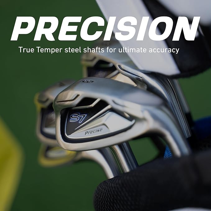 Precise S7 Men’s 18-Piece Golf Set – Titanium Driver, Woods, Hybrid, 5-SW Irons, Putter, Stand Bag, 4 Headcovers and Cover – RH